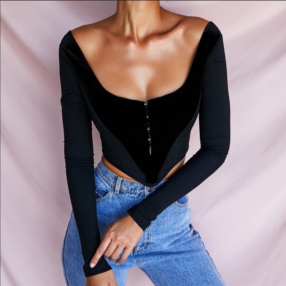 House of CB Polina Velvet Corset Top